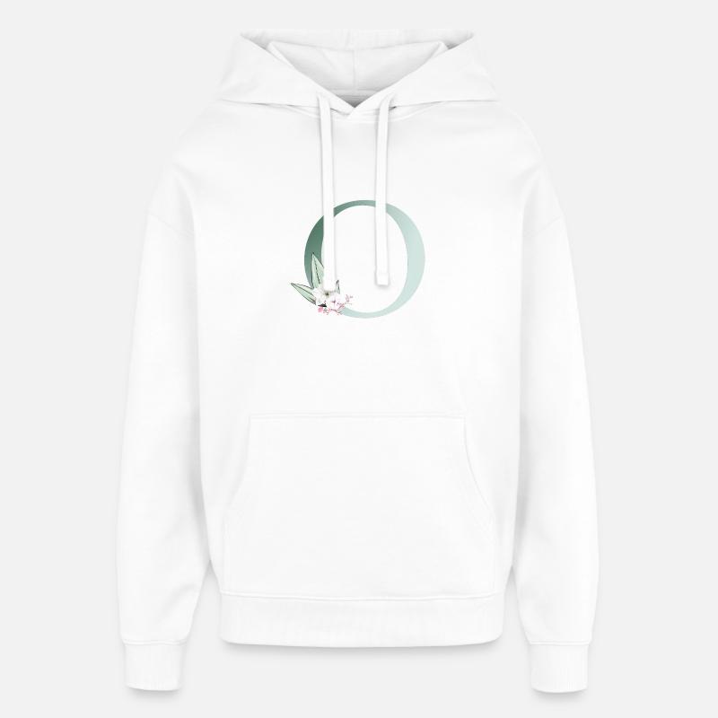 o Monogramme, Floral, Personnalisable - Sweat à capuche unisexe Stanley/Stella Oversized - blanc