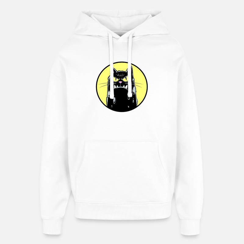Chat noir - Sweat à capuche unisexe Stanley/Stella Oversized - blanc
