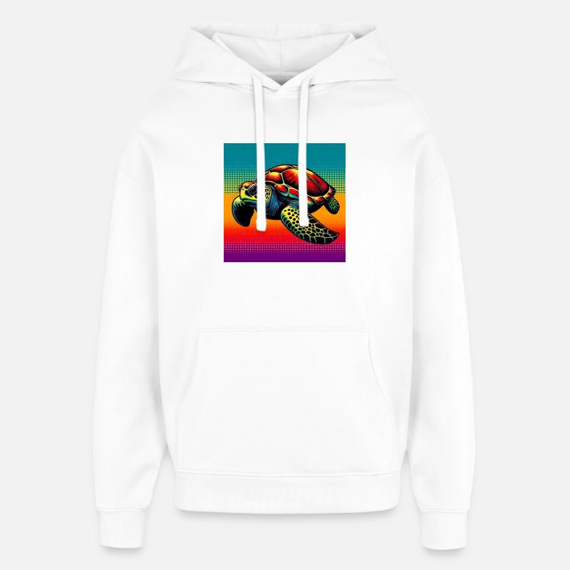 tortue - Sweat à capuche unisexe Stanley/Stella Oversized - blanc