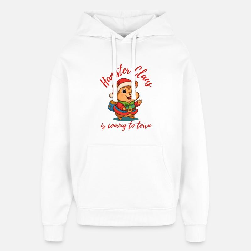 Hamster Noël - Sweat à capuche unisexe Stanley/Stella Oversized - blanc