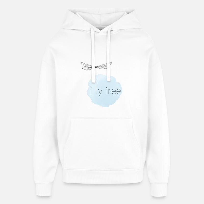 Motif de libellule volante aérienne - Sweat à capuche unisexe Stanley/Stella Oversized - blanc