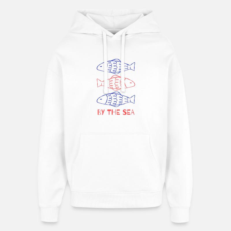 Sardines en bord de mer - Sweat à capuche unisexe Stanley/Stella Oversized - blanc