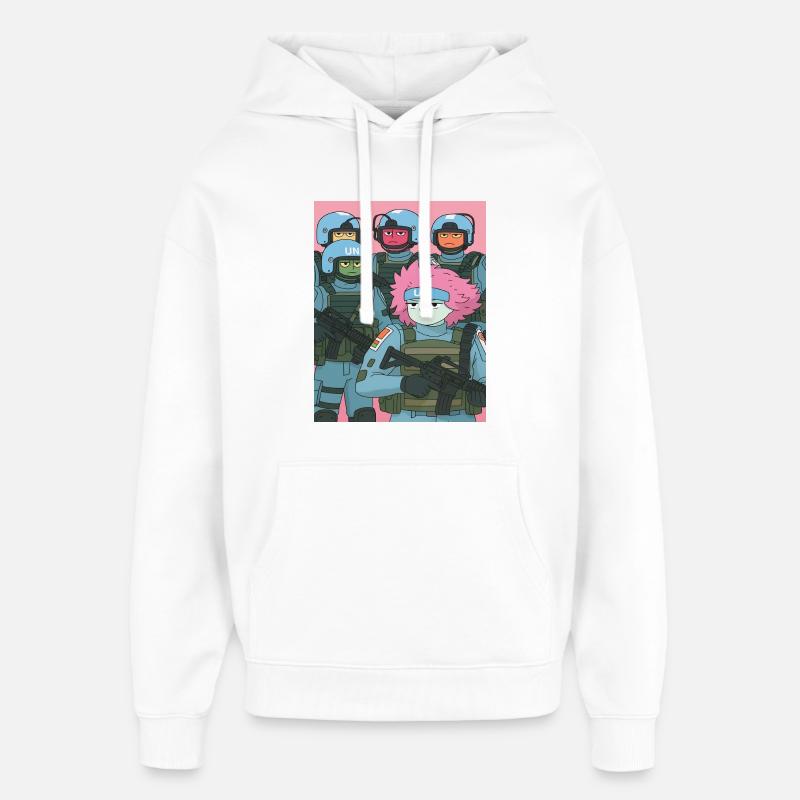 Parodie de troupe de dessins animés - Sweat à capuche unisexe Stanley/Stella Oversized - blanc