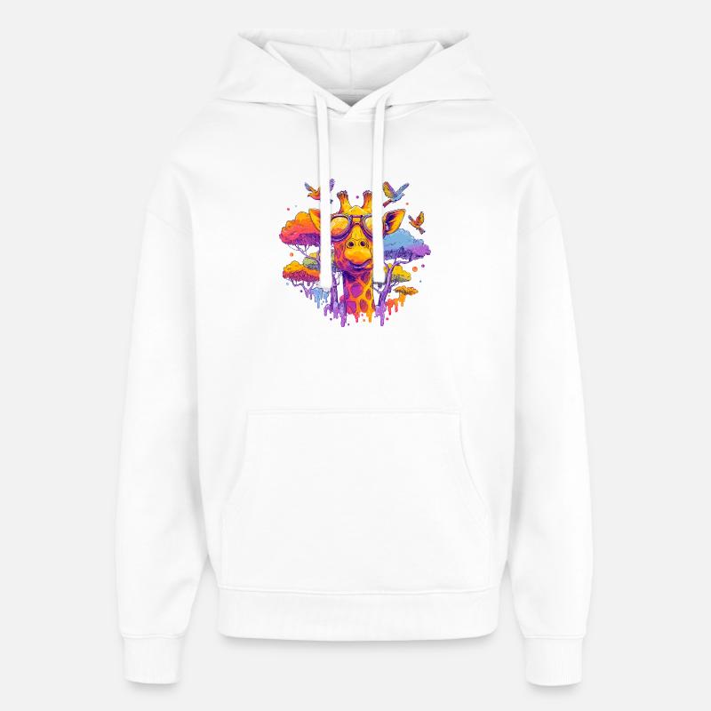 Farbenfrohe Giraffe mit Sonnenbrille - Oversized Unisex Hoodie von Stanley/Stella - Weiß