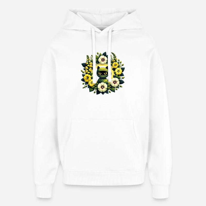 Halo floral de chat enveloppé - Sweat à capuche unisexe Stanley/Stella Oversized - blanc