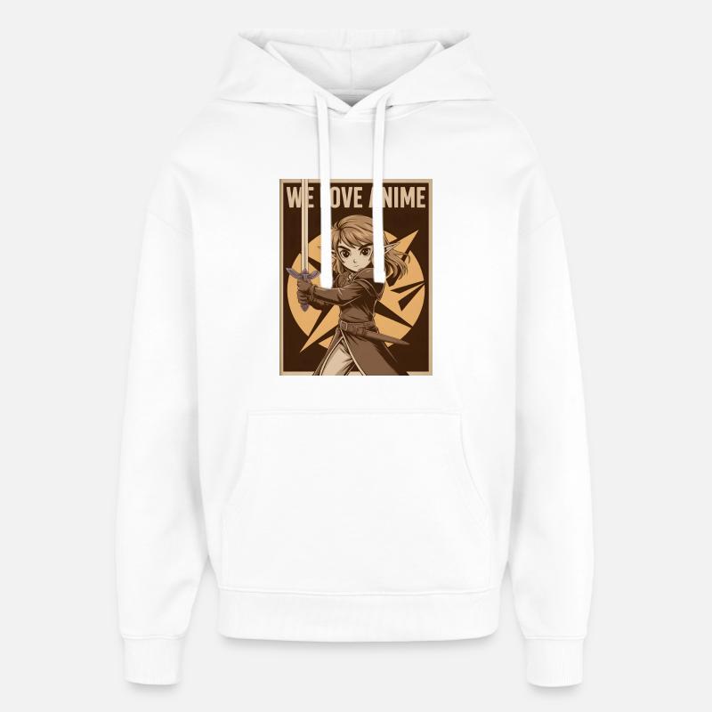 Héroïne d’anime avec une épée - Sweat à capuche unisexe Stanley/Stella Oversized - blanc
