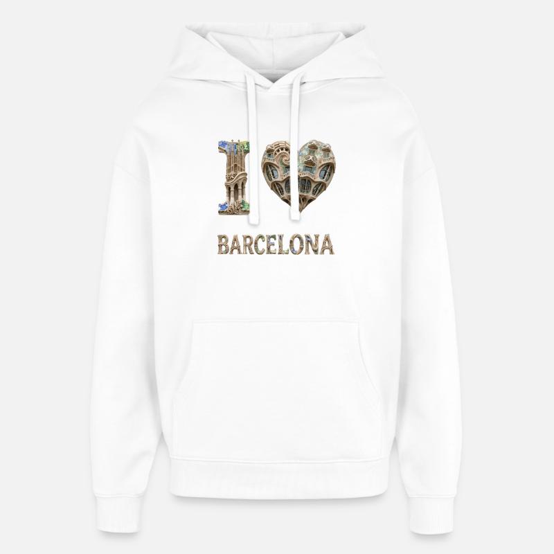 Barcelone – Architecture organique - Sweat à capuche unisexe Stanley/Stella Oversized - blanc