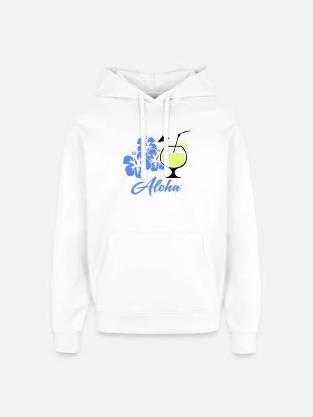 Aloha Hibiscus Tropical Drink - Oversized Unisex Hoodie by Stanley/Stella - white