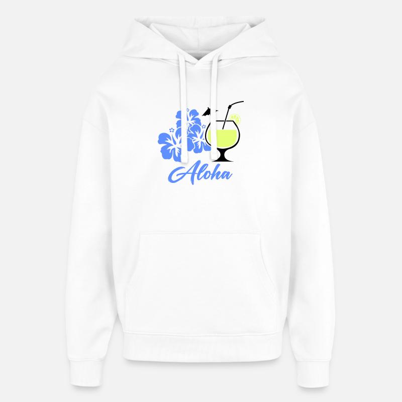 Boisson tropicale d’hibiscus à l’aloha - Sweat à capuche unisexe Stanley/Stella Oversized - blanc