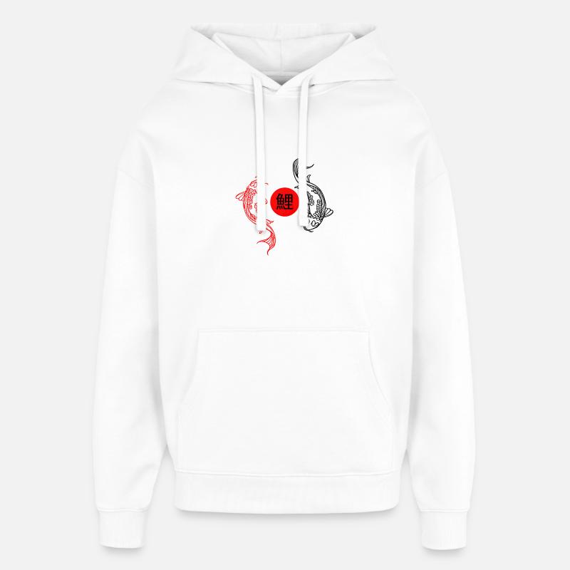 Koi dans le cercle zen rouge - Sweat à capuche unisexe Stanley/Stella Oversized - blanc