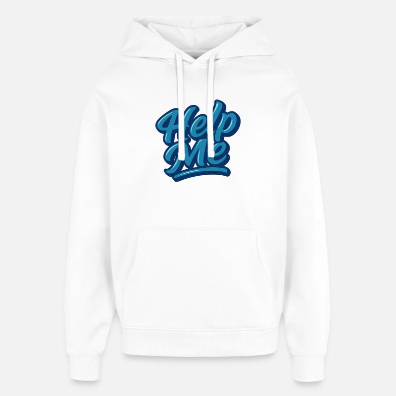 Help Me Blue Script Logo - Sweat à capuche unisexe Stanley/Stella Oversized - blanc