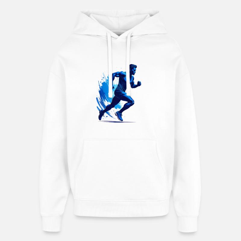 Silhouette d’un coureur - Sweat à capuche unisexe Stanley/Stella Oversized - blanc