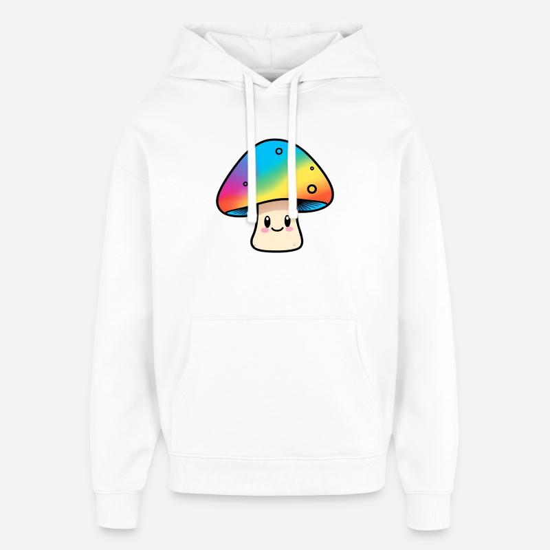 Conception des champignons arc-en-ciel Kawaii - Sweat à capuche unisexe Stanley/Stella Oversized - blanc