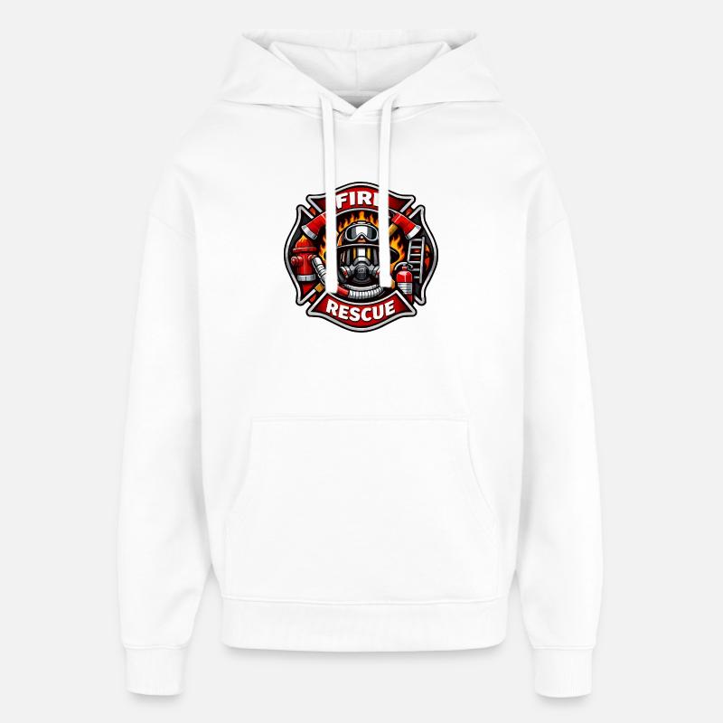 Insigne de secours des pompiers - Sweat à capuche unisexe Stanley/Stella Oversized - blanc