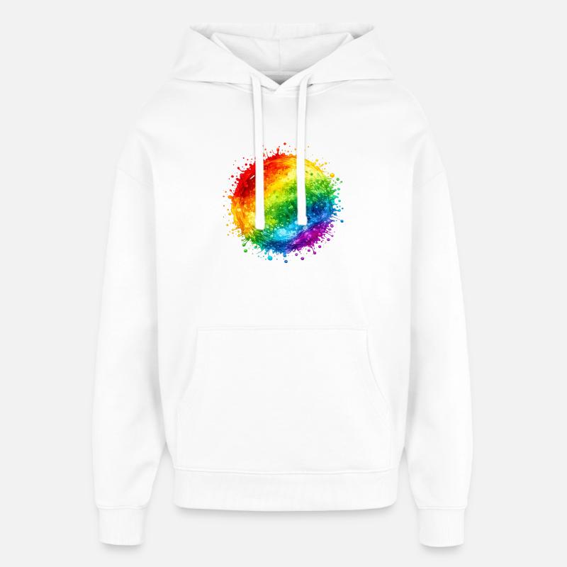 Regenbogenfarbene Farbspritzer Explosion - Oversized Unisex Hoodie von Stanley/Stella - Weiß