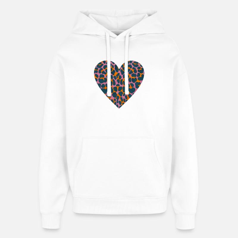Cœur de Léopard - Sweat à capuche unisexe Stanley/Stella Oversized - blanc