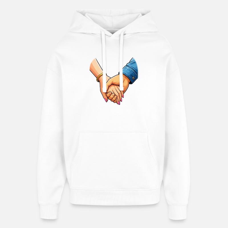 Mains jointes par paire - Sweat à capuche unisexe Stanley/Stella Oversized - blanc