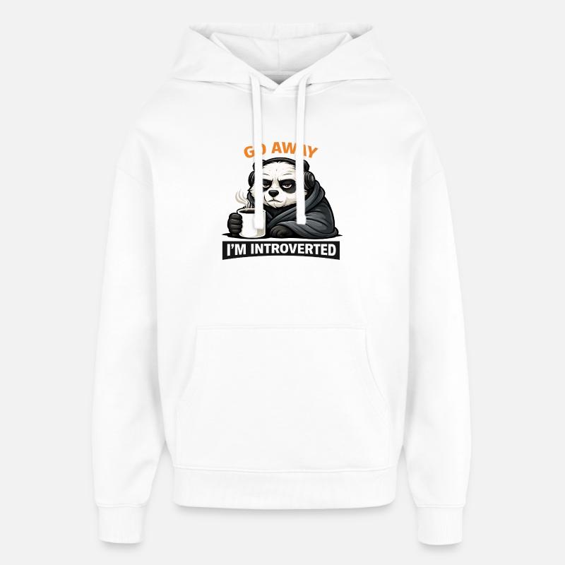 Introvertierter Panda Kaffee-Tee - Oversized Unisex Hoodie von Stanley/Stella - Weiß