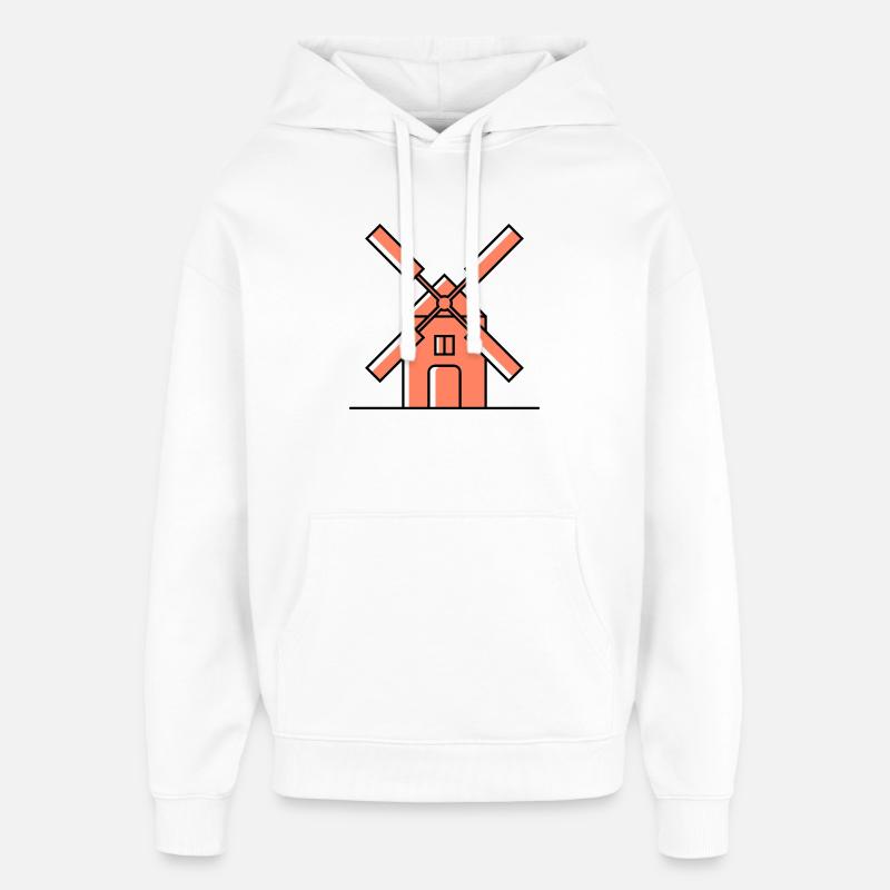 Icône du moulin à vent - Sweat à capuche unisexe Stanley/Stella Oversized - blanc