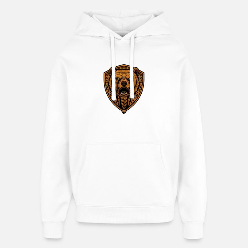 Ours brun dans l’écu avec tresse - Sweat à capuche unisexe Stanley/Stella Oversized - blanc