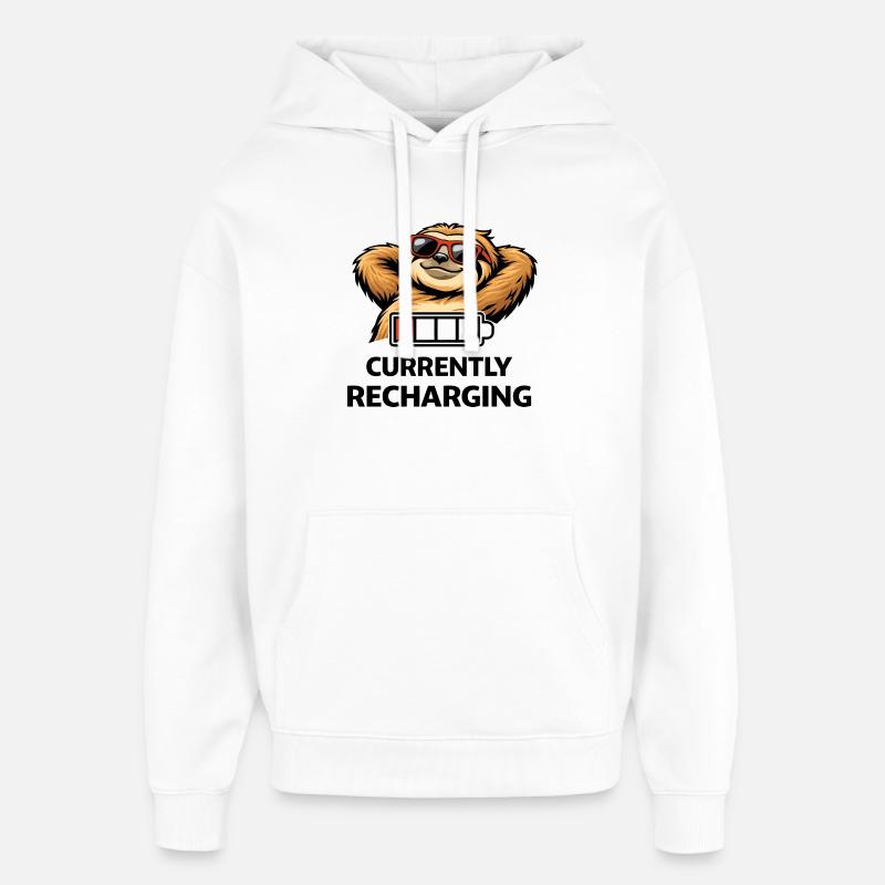 Sloth Chill Battery Tee - Oversized Unisex Hoodie von Stanley/Stella - Weiß
