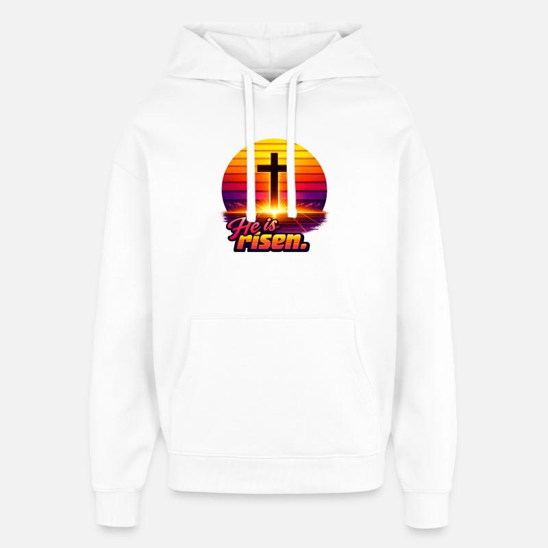He is risen Sunset retro - Oversized Unisex Hoodie von Stanley/Stella - Weiß
