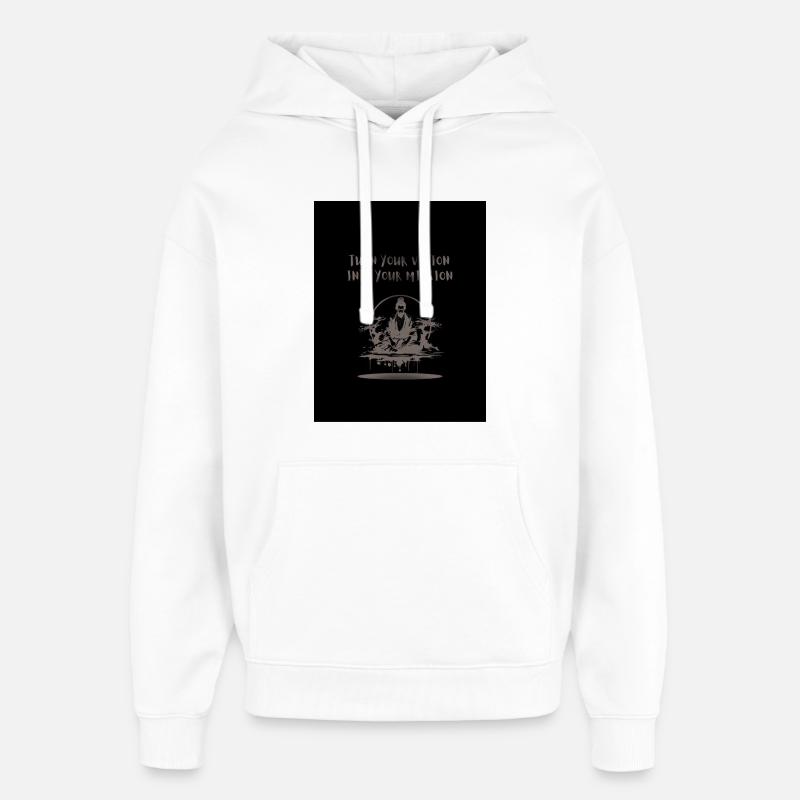 Black_and_Grey_Illustrative_Ninja_T-shirt - Sweat à capuche unisexe Stanley/Stella Oversized - blanc