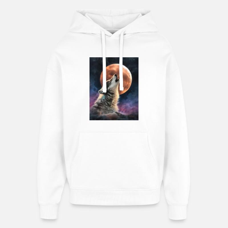 loup hurlant - Sweat à capuche unisexe Stanley/Stella Oversized - blanc