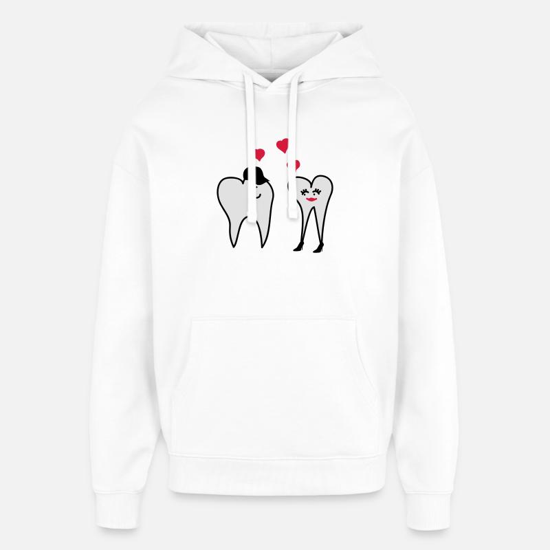 Dents de l'amour - Sweat à capuche unisexe Stanley/Stella Oversized - blanc