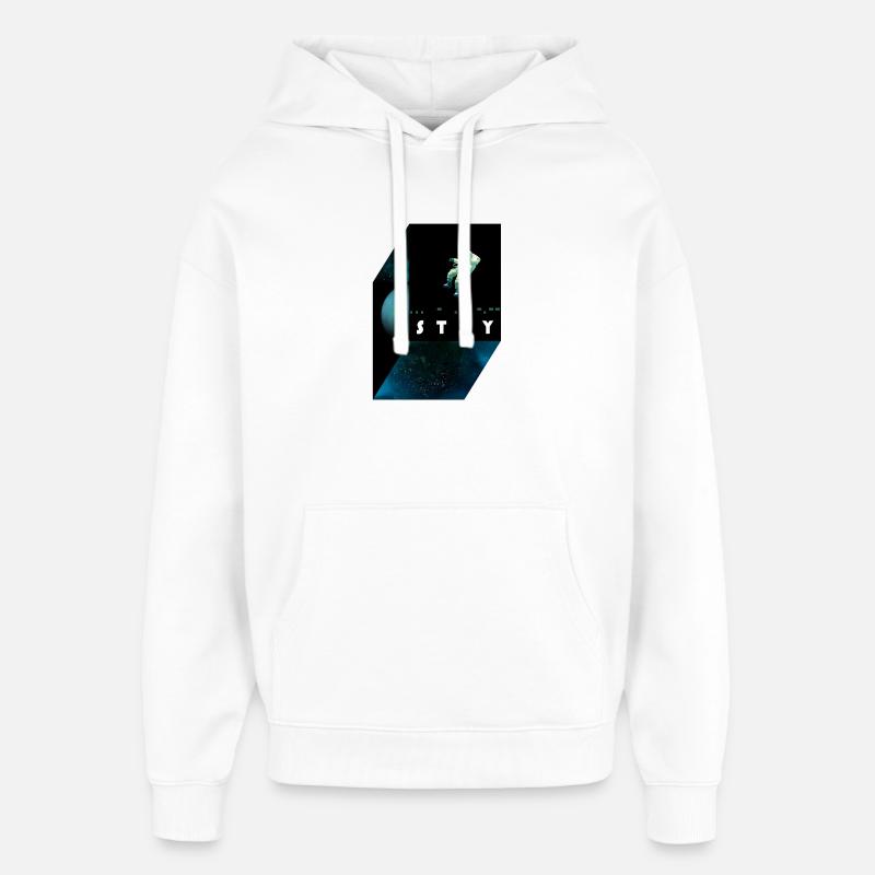 stay / morse code - Oversized Unisex Hoodie by Stanley/Stella - white