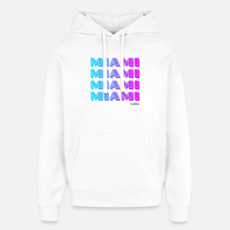 Motif de dégradé néon de Miami - Sweat à capuche unisexe Stanley/Stella Oversized - blanc