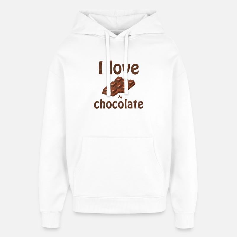 i love chocolate, j'aime le chocolat - Sweat à capuche unisexe Stanley/Stella Oversized - blanc