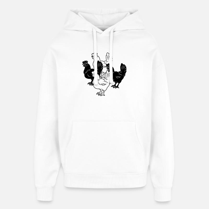 quatre poulets - Sweat à capuche unisexe Stanley/Stella Oversized - blanc