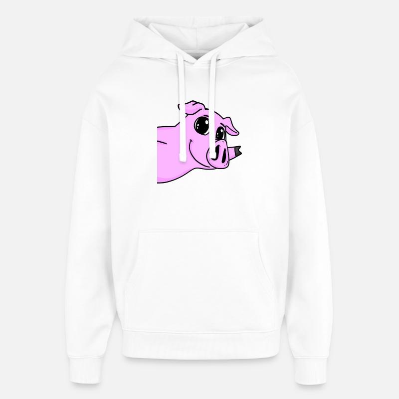 Pig Greeting Greeting - Oversized Unisex Hoodie by Stanley/Stella - white