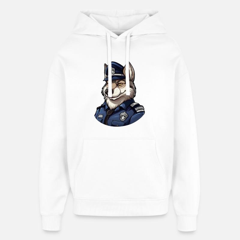 Loup policier - Sweat à capuche unisexe Stanley/Stella Oversized - blanc