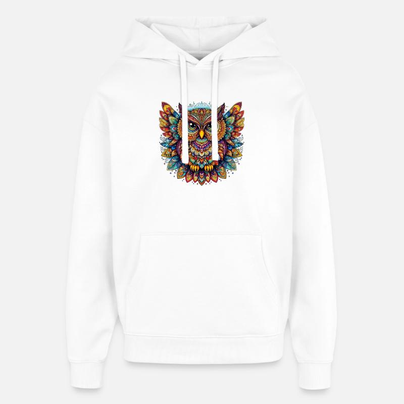 Eule mit Mandalas verziert - Oversized Unisex Hoodie von Stanley/Stella - Weiß