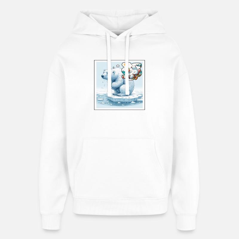 Eisbär - Oversized Unisex Hoodie von Stanley/Stella - Weiß