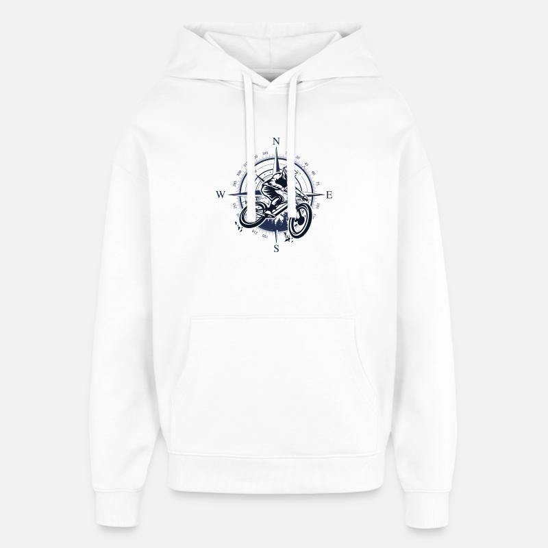 Moto Compass Rider - Sweat à capuche unisexe Stanley/Stella Oversized - blanc