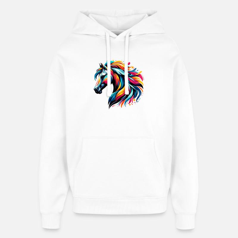 Cheval - Sweat à capuche unisexe Stanley/Stella Oversized - blanc