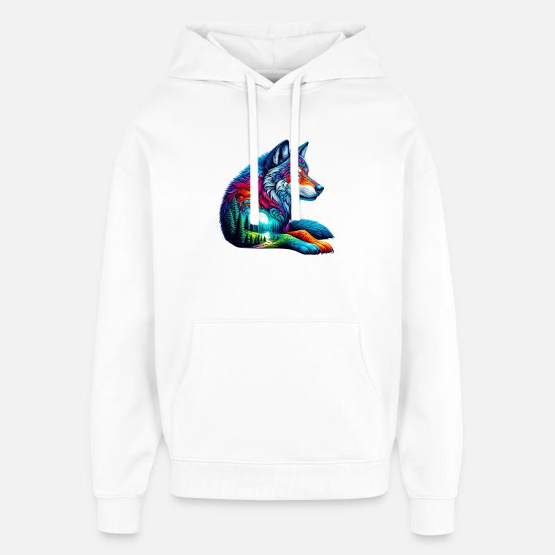 Wolf - Oversized Unisex Hoodie von Stanley/Stella - Weiß