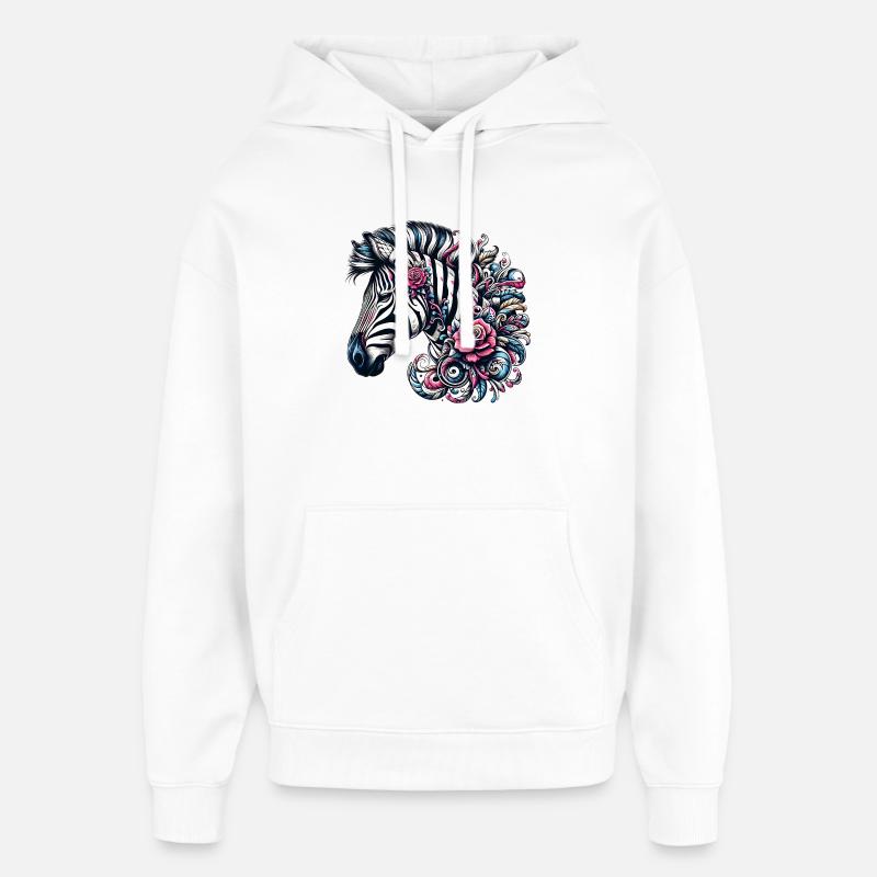 Zèbre - Sweat à capuche unisexe Stanley/Stella Oversized - blanc