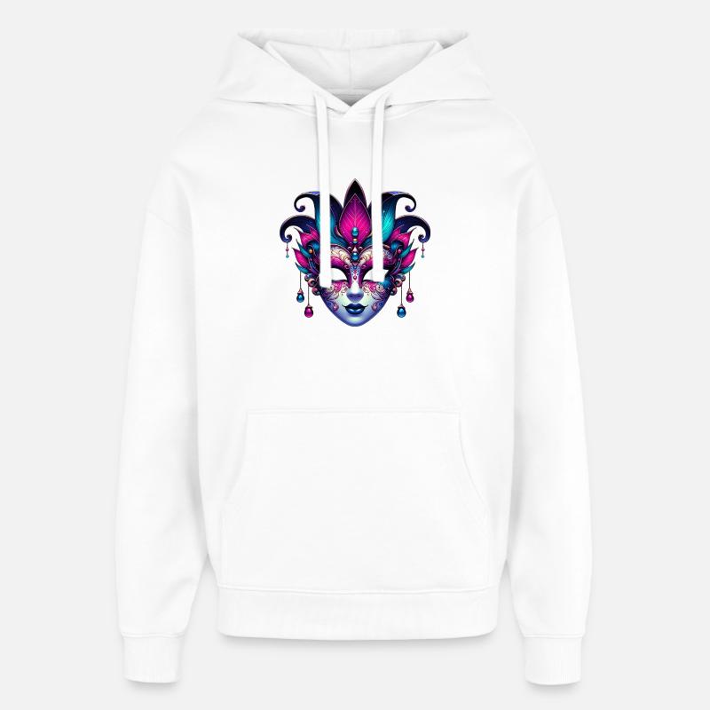 Masque du Carnaval de Venise - Sweat à capuche unisexe Stanley/Stella Oversized - blanc