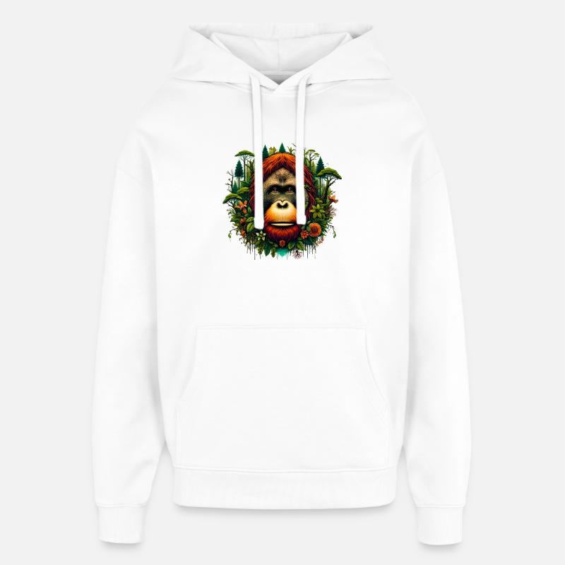Orang-outan Singe Orang-outan - Sweat à capuche unisexe Stanley/Stella Oversized - blanc