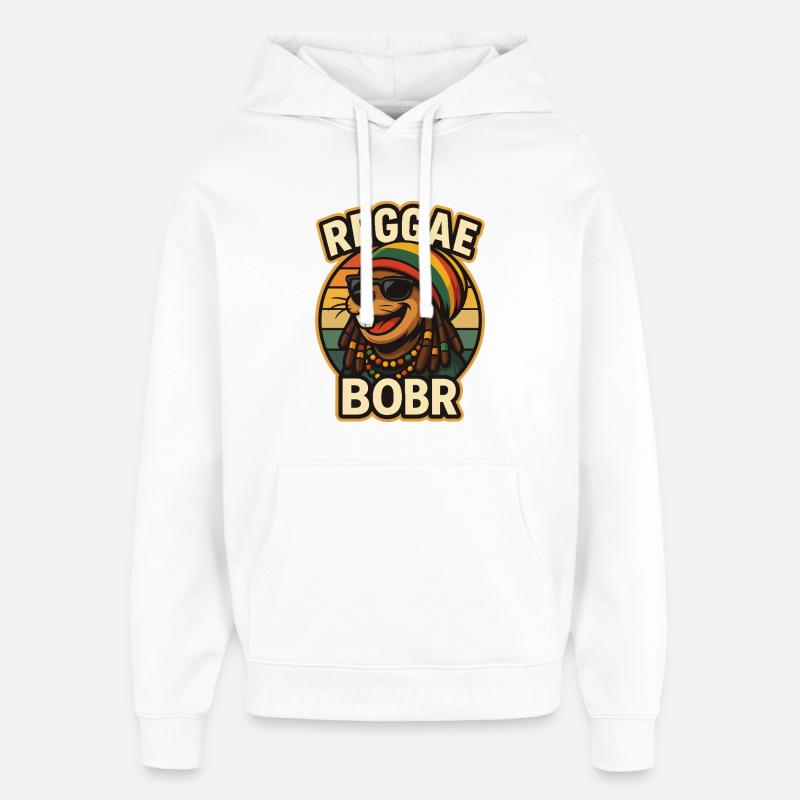 Reggae Bobr – Rasta-Biber - Sweat à capuche unisexe Stanley/Stella Oversized - blanc