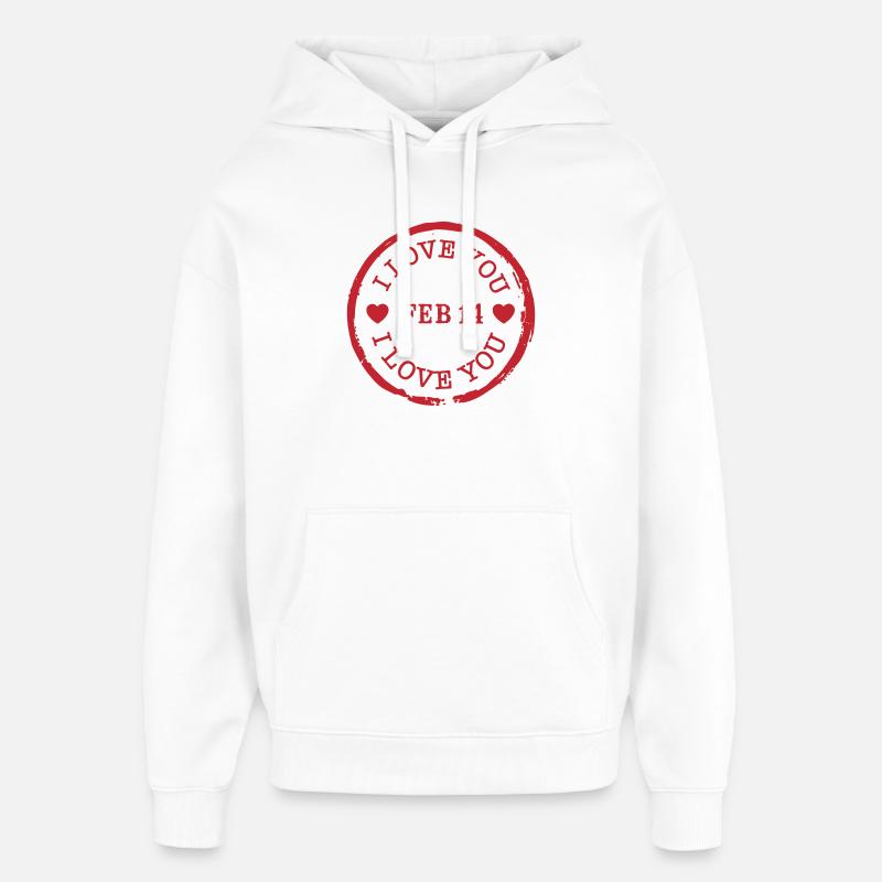 Je t’aime timbre Saint-Valentin - Sweat à capuche unisexe Stanley/Stella Oversized - blanc