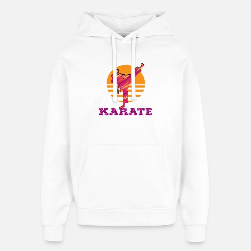 Karaté Coucher de soleil Silhouette - Sweat à capuche unisexe Stanley/Stella Oversized - blanc