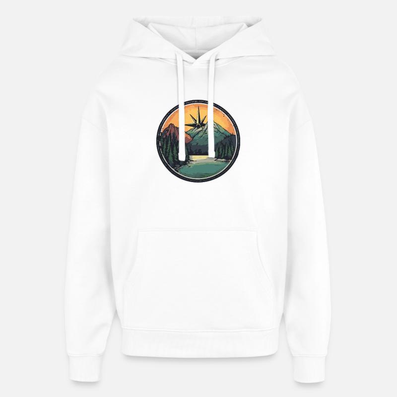 Berge Kompass - Oversized Unisex Hoodie von Stanley/Stella - Weiß