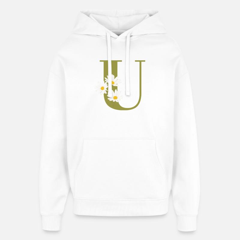 Grüne Gänseblümchen u Buchstabe - Oversized Unisex Hoodie von Stanley/Stella - Weiß