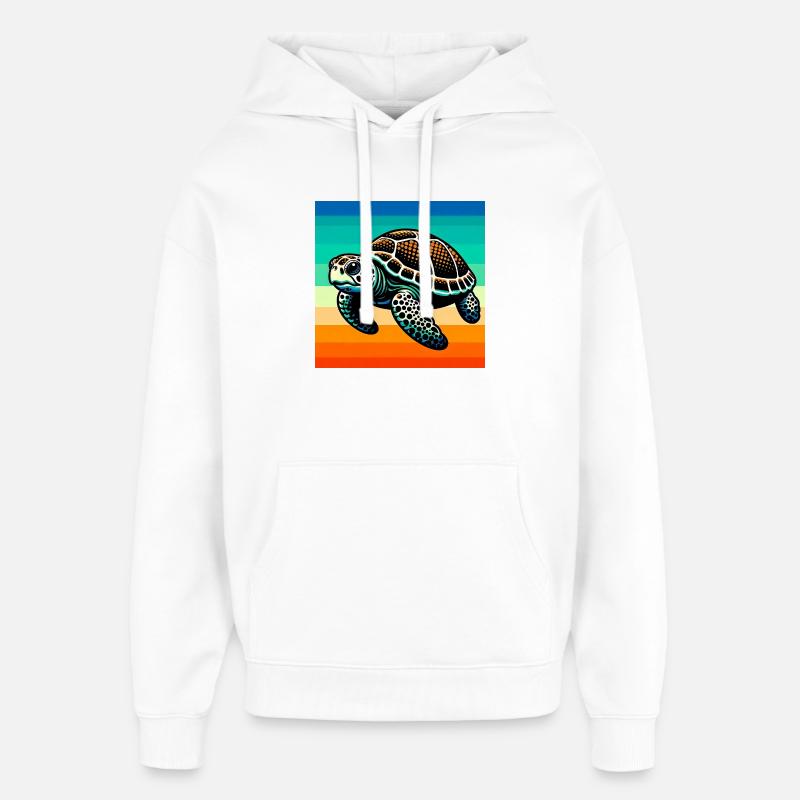 tortue - Sweat à capuche unisexe Stanley/Stella Oversized - blanc