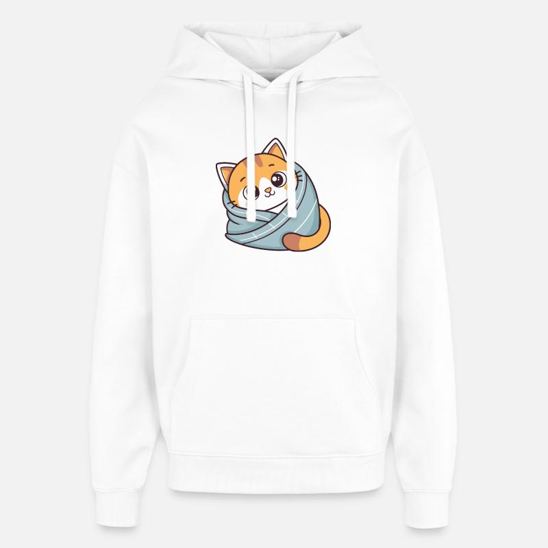 Chaton doux echarpe bleue - Sweat à capuche unisexe Stanley/Stella Oversized - blanc